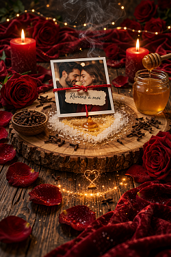 Rituel d’amour puissant avec photo, miel, bougies et pétales de rose pour faire revenir son ex rapidement et attirer l’amour grâce à la magie blanche.