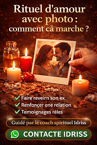 Image illustrant un rituel d’amour avec photo expliquant comment ça marche. Méthode puissante utilisée par le coach Idriss pour faire revenir un ex, raviver les sentiments et renforcer une relation amoureuse.
